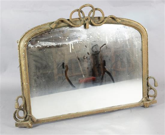 A Victorian gilt gesso overmantel W.3ft 11in. H. 2ft 11in.